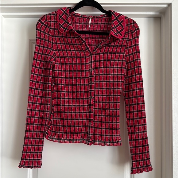 Free People Caught a Feeling Top | Size Small | Red Combo - Picture 2 of 8